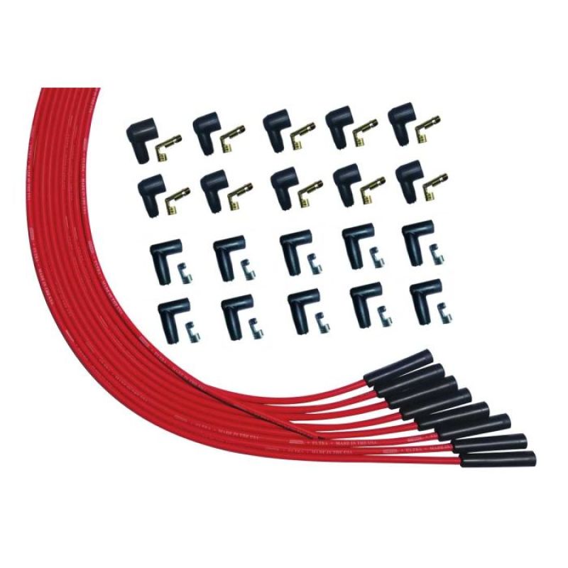 Moroso Ultra Spiral Core 8 mm Spark Plug Wire Set - Red - Straight Plug Boots - HEI / Socket Style - Universal 8-Cylinder