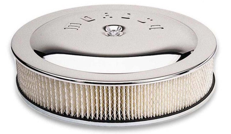 Moroso 14" Chrome Flat Bottom Racing Air Cleaner - 3" Filter - Chrome - Fits Holley® 4500 Carburetors w/ 7-5/16" Diameter  Neck