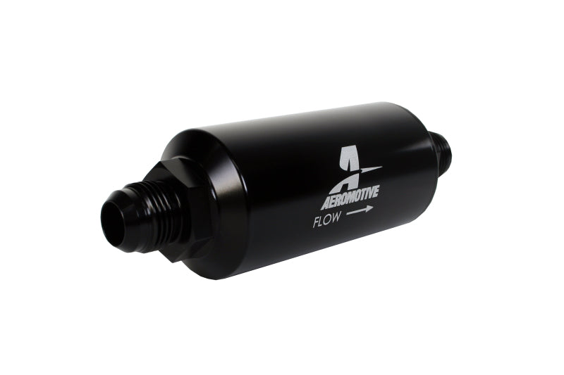 Aeromotive In-Line 10 Micron Fuel Filter - Cellulose Element - 10 AN Male Inlet - 10 AN Male Outlet - Black Anodized