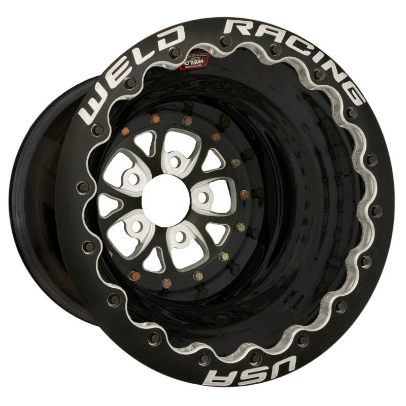 Weld Racing V-Series 16 x 16 in Wheel - 4.000 in Backspace - 5 x 4.75 in Bolt Pattern - Double Beadlock - Black Anodized