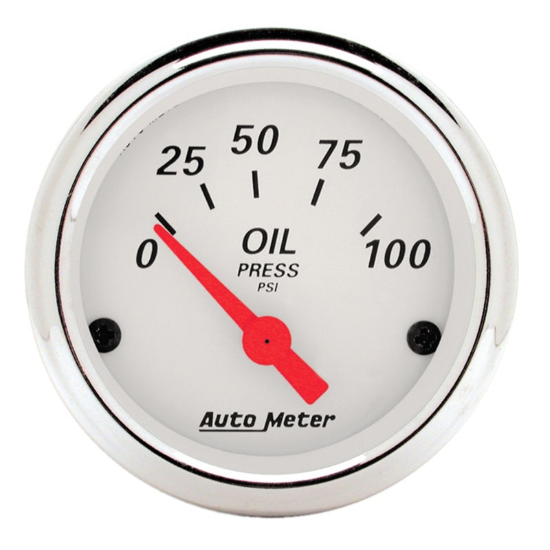 Auto Meter Arctic White Oil Pressure Gauge - 2-1/16"