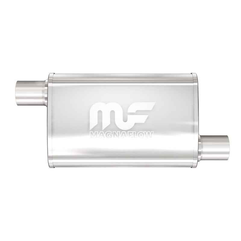 Magnaflow Muffler - 2-1/4 in Offset Inlet - 2-1/4 in Offset Outlet - 14 x 9 x 4 in Oval Body - 20 in Long - Universal