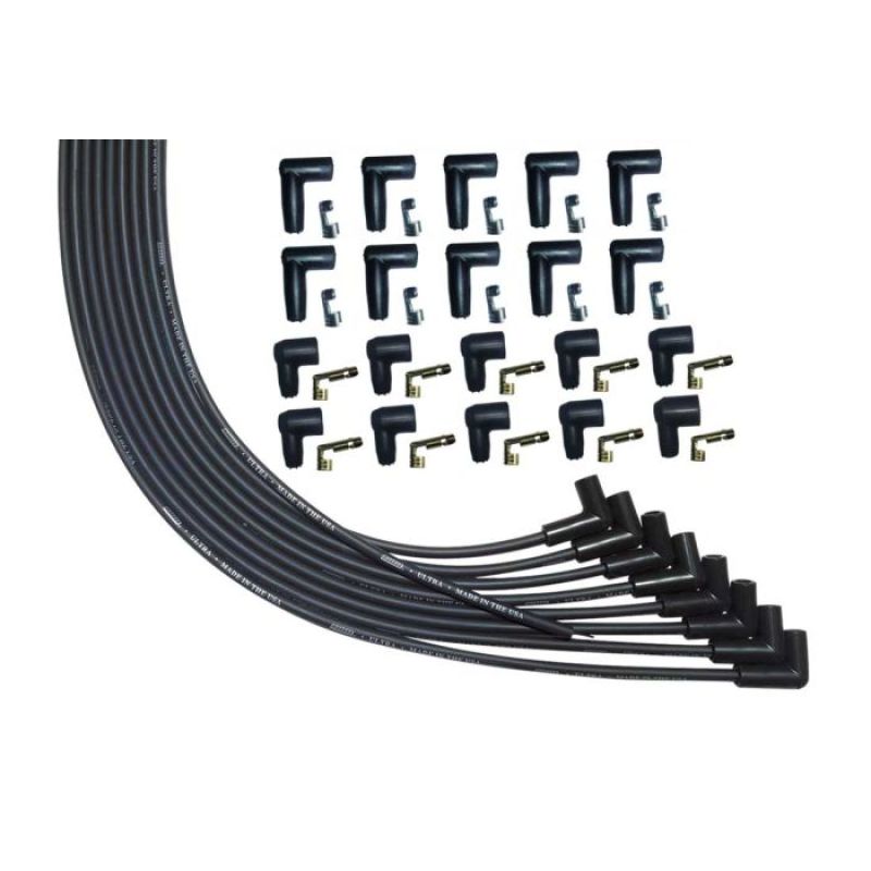 Moroso Ultra Spiral Core Spark Plug Wire Set - 8 mm - Black - 90 Degree Plug Boots - HEI/Socket Style - Universal 8-Cylinder