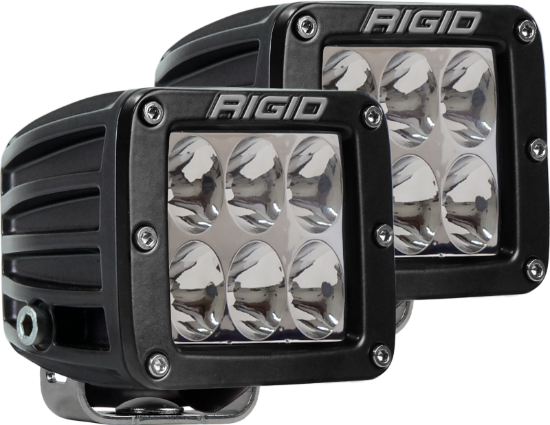 Rigid Industries D-Series PRO LED Light Assembly - Driving Pattern - 44 Watts - 6 White LED - 3-11/16 x 4-13/16" Rectangle - White LED - Aluminum - Black Anodized (Pair)