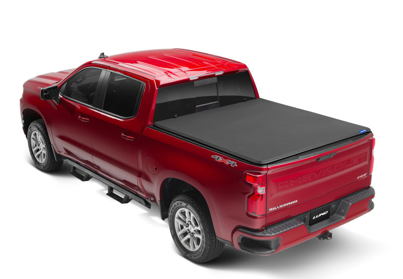 Lund Genesis Elite Tri-Fold Tonneau Cover Vinyl Black 6.5 ft Bed - GM Fullsize Truck 2007-13