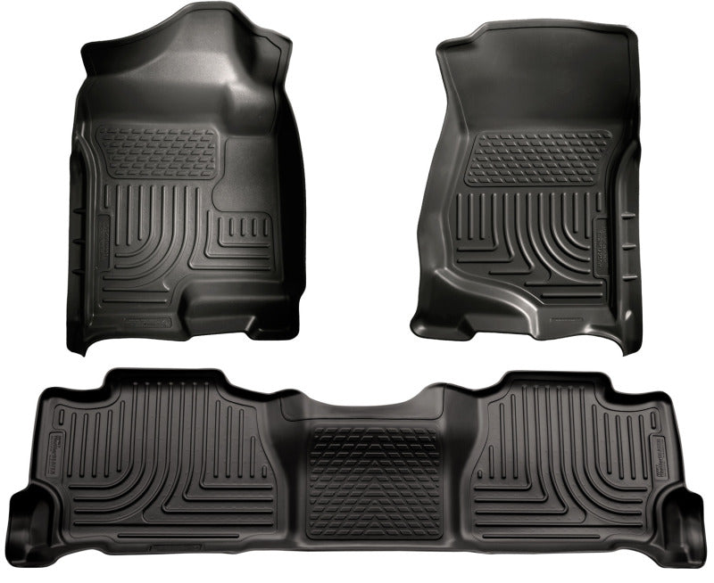 Husky Liners WeatherBeater Front/2nd Row Floor Liner - Black - GM Fullsize SUV 2007-14 Crew Cab