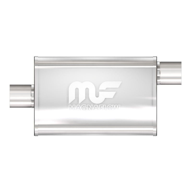 Magnaflow Muffler - 2-1/2 in Offset Inlet - 2-1/2 in Center Outlet - 14 x 9 x 4 in Oval Body - 20 in Long - Universal