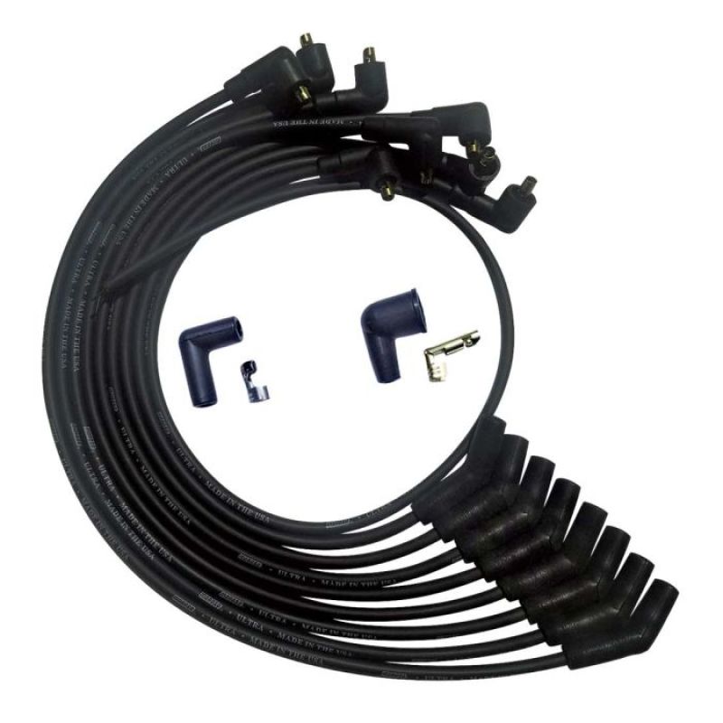 Moroso Ultra Spiral Core 8 mm Spark Plug Wire Set - Black - 135 Degree Plug Boots - Socket Style - Small Block Ford 51071