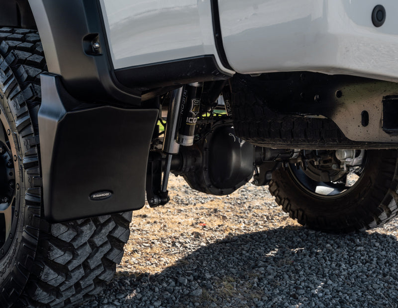 Bushwacker Trail Armor Rear Mud Flap - Black - Bushwacker Pocket Style Flares - Toyota Fullsize Truck 2014-21 - Pair