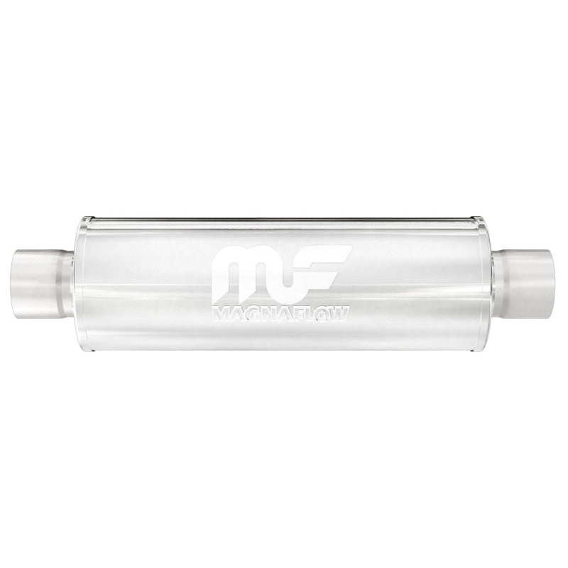 Magnaflow Bullet Muffler - 2-1/2 in Center Inlet - 2-1/2 in Center Outlet - 4 in Diameter Body 20 in Long - Polished - Universal