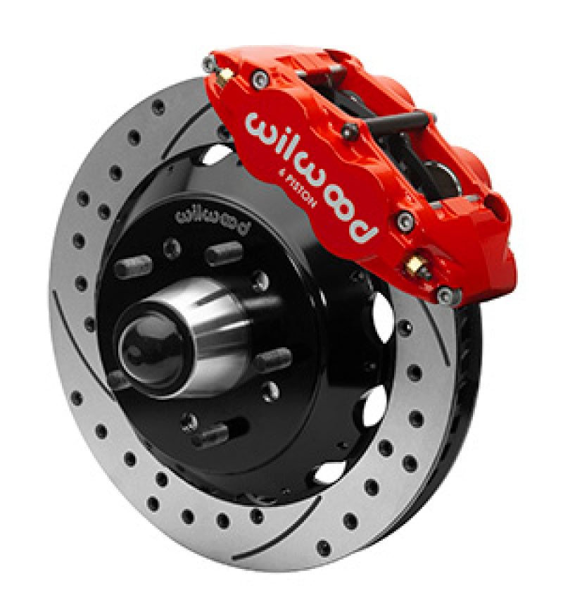 Wilwood Narrow Superlite Brake System - Drilled/Slotted - Front - 6 Piston Caliper - 13.06" Rotor - Aluminum - Red Powder Coat