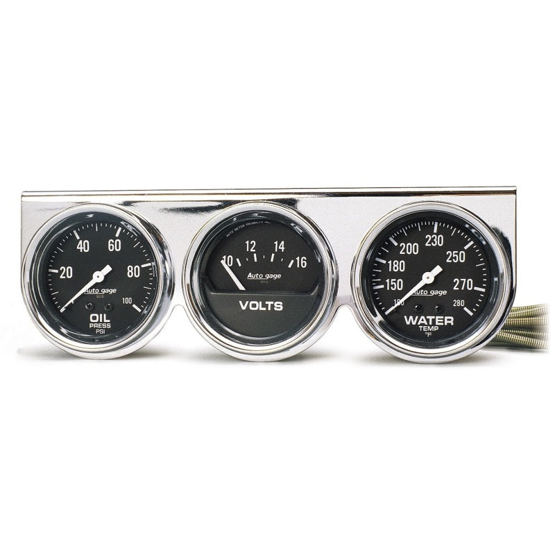 Auto Gage Black Oil / Water / Volt Chrome Console - 2-5/8 in.