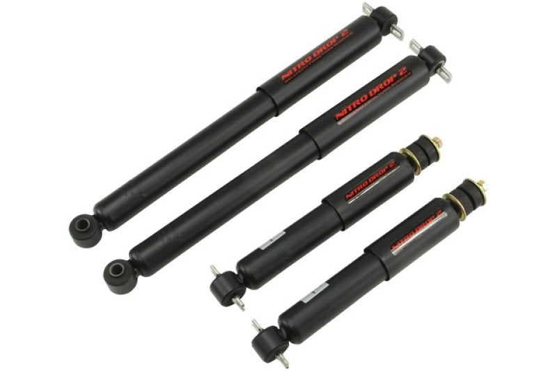 Belltech Nitro Drop 2 Shock - Twintube - Steel - Black Paint - 2 to 3" Lowered - Front/Rear - GM Compact SUV/Truck 1995-2003 (Set of 4)