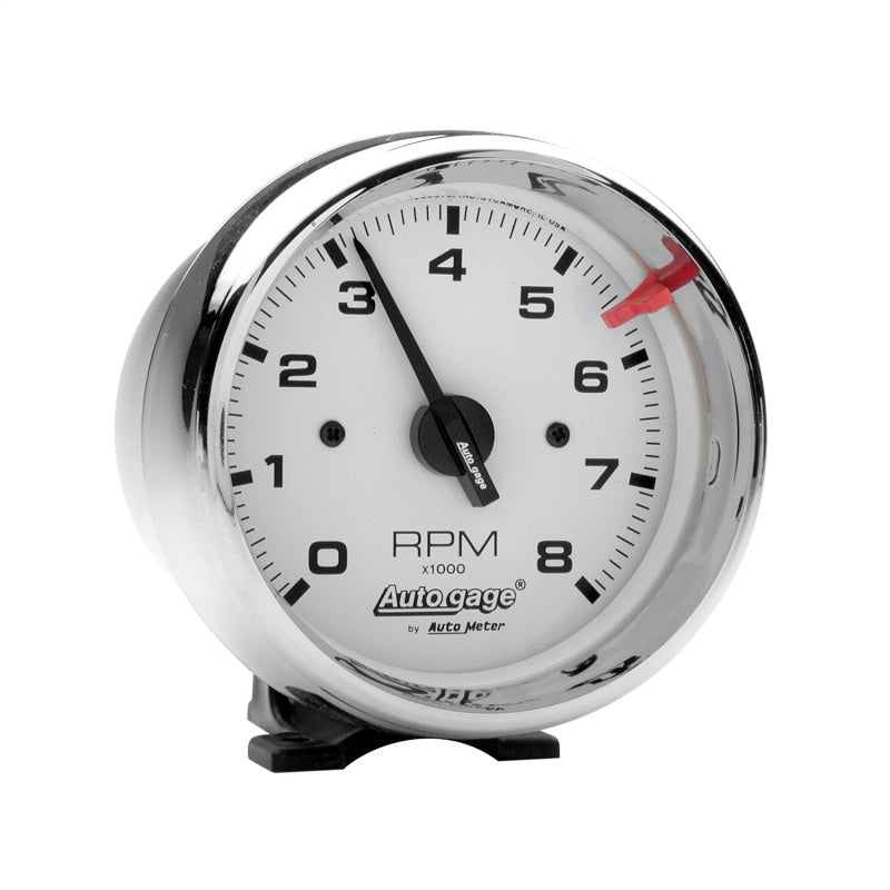 Auto Gage White Face - Chrome Tachometer - 3-3/4"