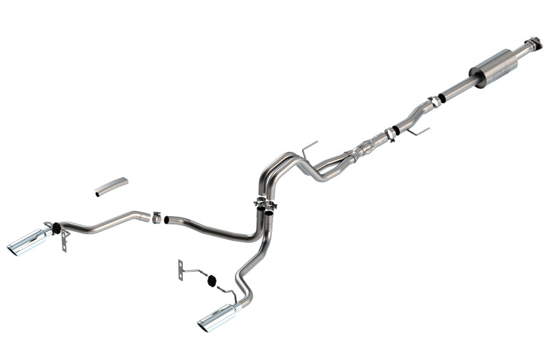 Borla ATAK Cat-Back Exhaust System - 2-1/4 in Diameter - Dual Rear Exit - 4 in Chrome Tips - Rolled Edge - Stainless - 5 - Ford Fullsize Truck 2021