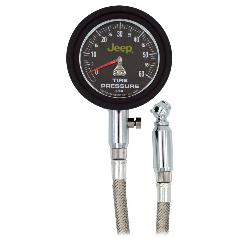 Auto Meter Jeep Tire Pressure Gauge - 0-60 psi - Analog - 2-1/4" Diameter - Black Face - 1 lb Increments