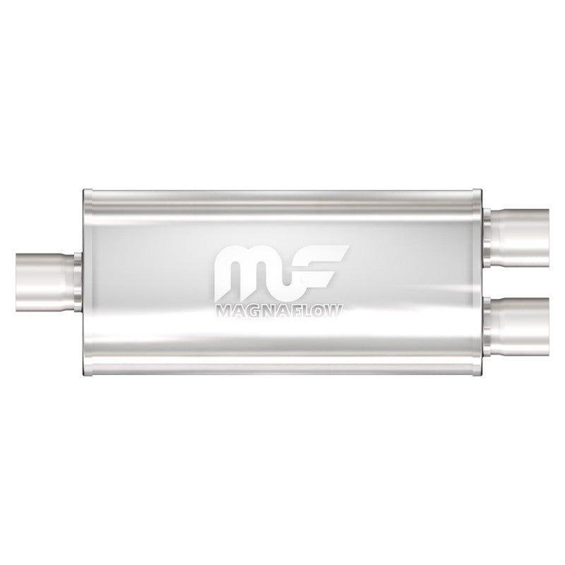 MagnaFlow Satin Stainless Steel Muffler 3" Inlet/Dual 2.5" Outlet, 18" length