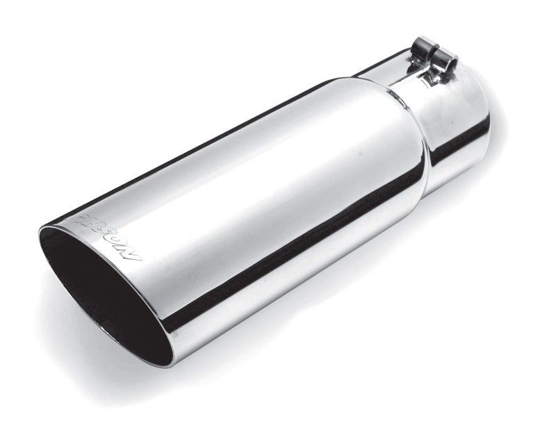 Gibson Clamp-On Exhaust Tip - 2-3/4 in Inlet - 3-1/2 in Round Outlet - 12 in Long - Single Wall - Cut Edge - Angled Cut