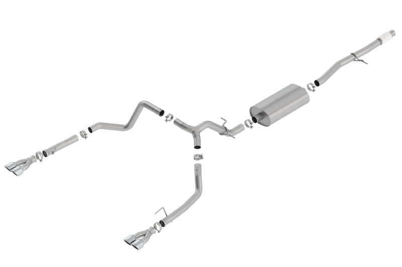 Borla Touring Cat-Back Exhaust System - 3 in Diameter - Dual Rear Exit - Quad 3.5 x 3.28 in Oval Polished Tips - GM LS-Series - GM Fullsize Truck 2019-21