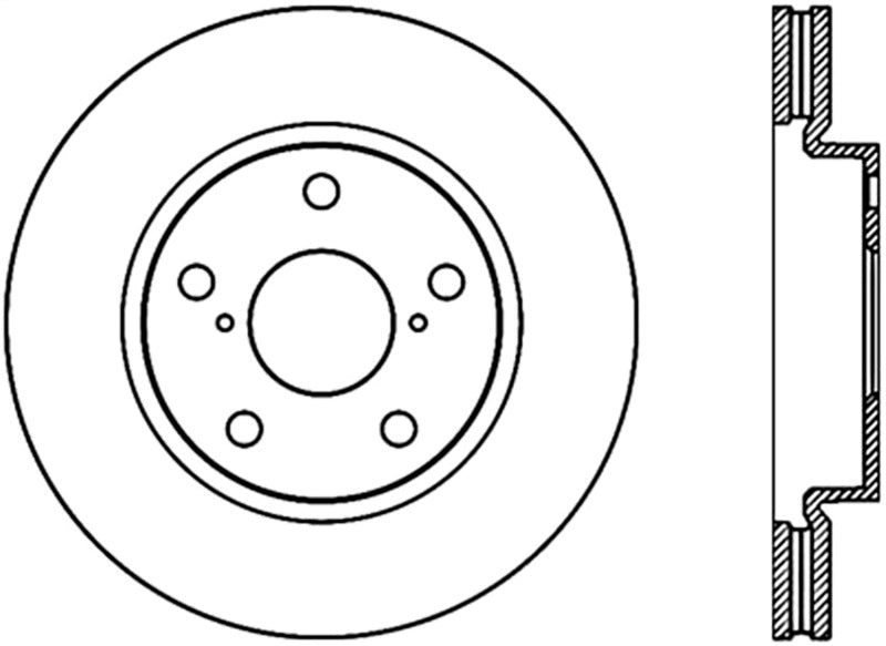 StopTech Sport Cryo Brake Rotor - Front - Left Side - Drilled/Slotted - Iron - Natural - Toyota Compact SUV 2006-17