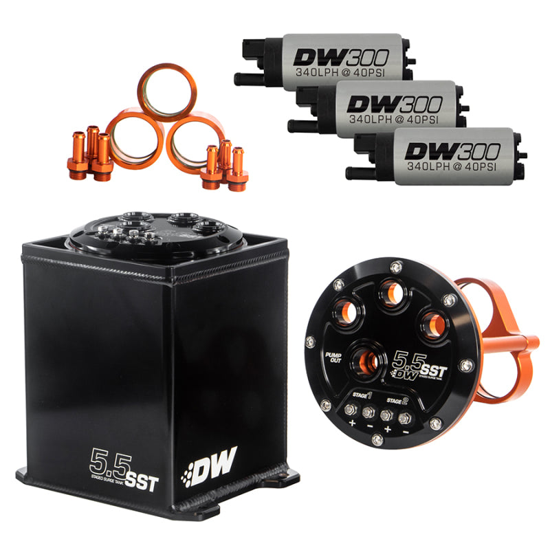 DeatschWerks Surge Tank - DW300 Fuel Pumps Included - Aluminum - Black