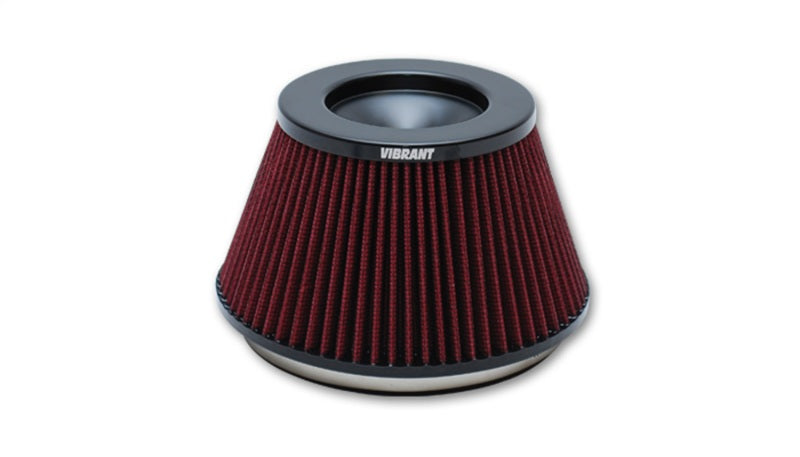 Vibrant Performance Classic Clamp-On Conical Air Filter Element - 6.5 in Base - 5 in Top Diameter - 4.25 in Tall - 6 in Flange - Cotton - Red - Universal