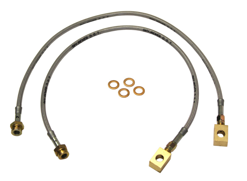 Skyjacker DOT Approved Braided Stainless Front Brake Hose Kit - 4 to 8 in Lift - Ford Fullsize SUV 1980-89