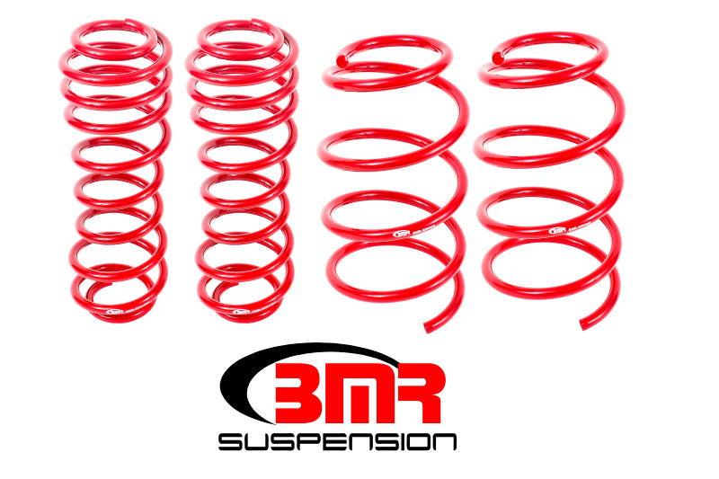 BMR Suspension Suspension Spring Kit - 1-1/2 in Lowering - 4 Coil Springs - Red Powder Coat - Ford Mustang 2005-14 SP068R