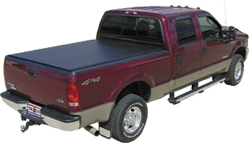 Truxedo Lo Pro Quart Roll-Up Tonneau Cover - Hook and Loop Attachment - Vinyl Top - Black - 8 ft Bed - Ford Fullsize Truck 2008-15