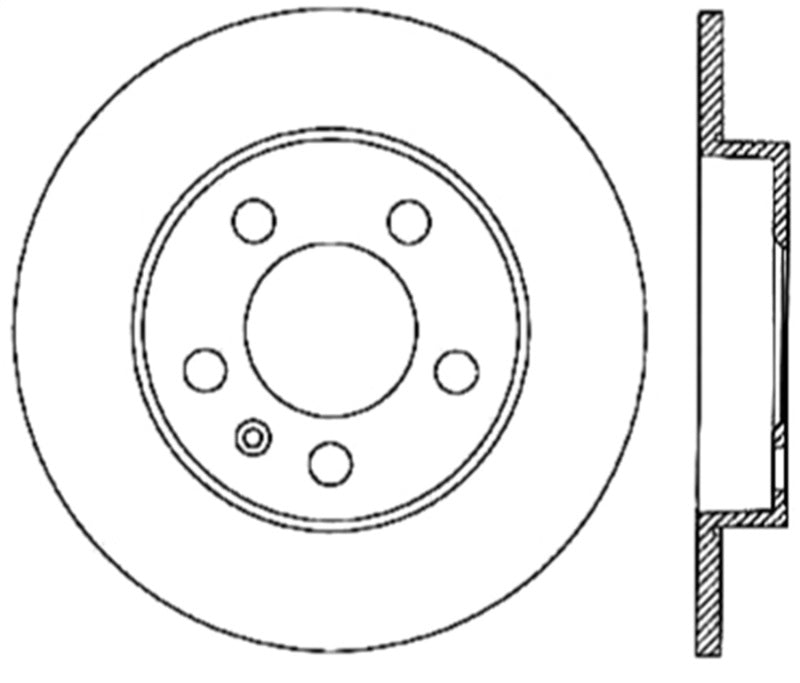 StopTech Sport Brake Rotor - Rear - Right Side - Drilled - 245 mm OD - 9.9 mm Thick - 5 x 112 mm Bolt Pattern - Iron - Natural