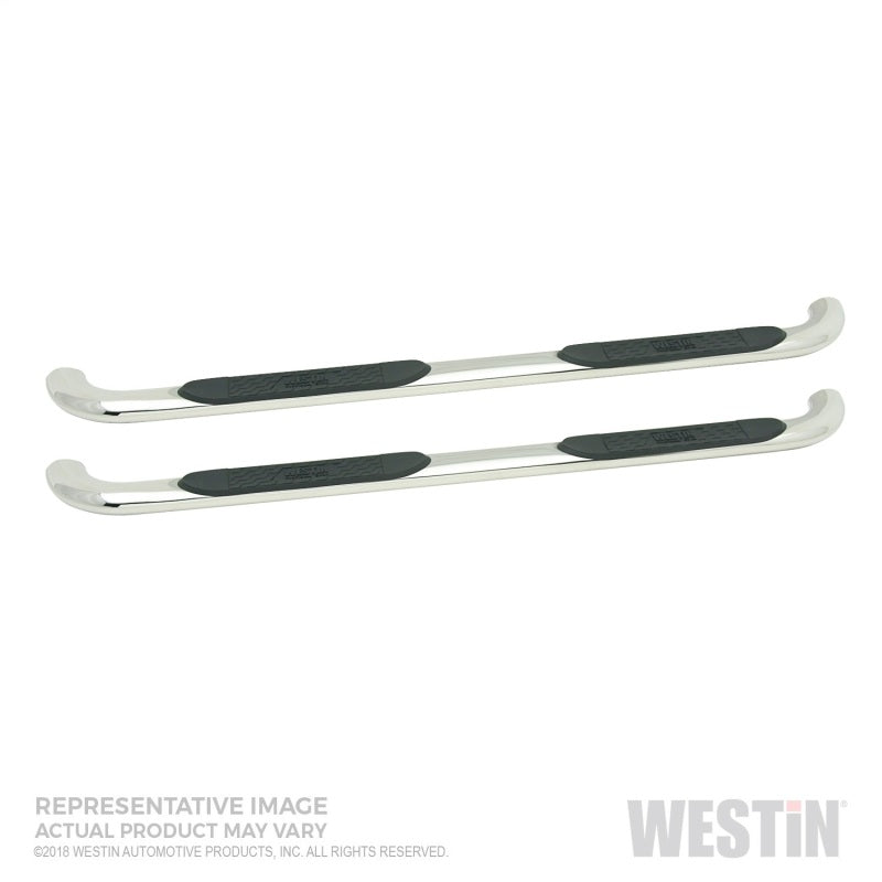 Westin Platinum 4 in Oval Bent Step Bars - Polished Stainless - Crew Cab - GM Fullsize Truck 2019-21 - Pair