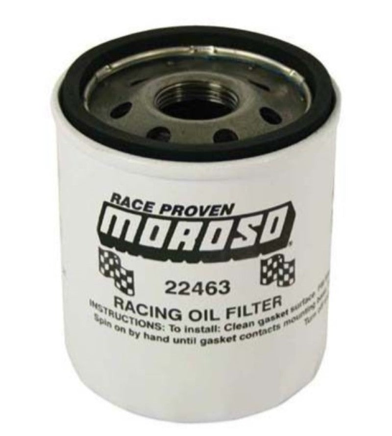 Moroso Screw-On Canister Oil Filter - 3.500 in Tall - 22 mm x 1.50 Thread - White Paint - Ford Modular / GM LS-Series