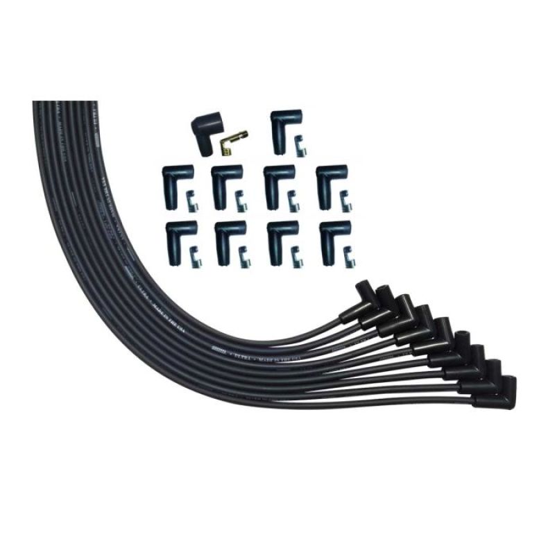 Moroso Ultra Spiral Core 8 mm Spark Plug Wire Set - Black - 90 Degree Plug Boots - HEI Style Terminal - Universal 8-Cylinder