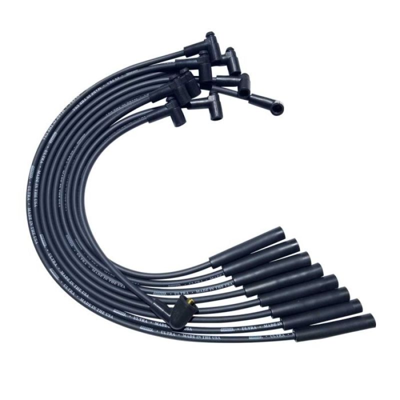 Moroso Ultra Spiral Core 8 mm Spark Plug Wire Set - Black - Straight Plug Boots - HEI Style Terminal - Small Block Mopar