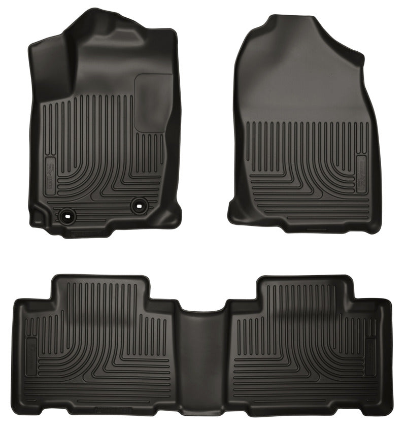 Husky Liners Weatherbeater Front / 2nd Row Floor Liner - Black - Toyota Compact SUV 2013-18