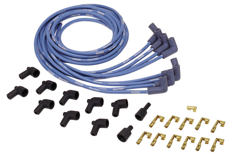 Moroso Blue Max Solid Core Racing Ignition Wire Set - 8 Cylinder Applications - Plug Terminals/Boots: 90; Dist - Terminals/Boots: HEI & Non-HEI; Wire Color: Blue