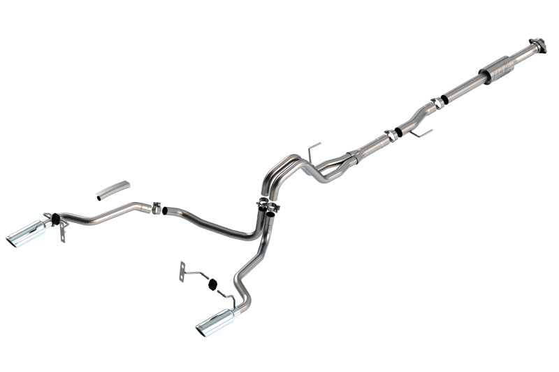 Borla ATAK Cat-Back Exhaust System - 2-1/4 in Diameter - Dual Rear Exit - 4 in Chrome Tips - Rolled Edge - 2.7/3.5 - Ford Fullsize Truck 2021