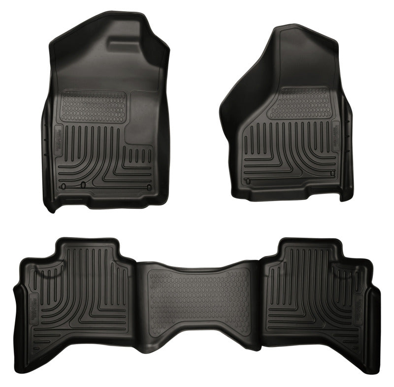 Husky Liners WeatherBeater Front / 2nd Row Floor Liner - Black - Quad Cab - Dodge Ram Fullsize Truck 2002-09