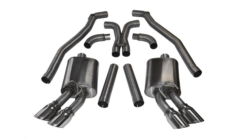 Corsa Sport Exhaust System - Cat-Back - 3" Diameter - Dual Rear Exit - Dual 4" Polished Tips - Stainless