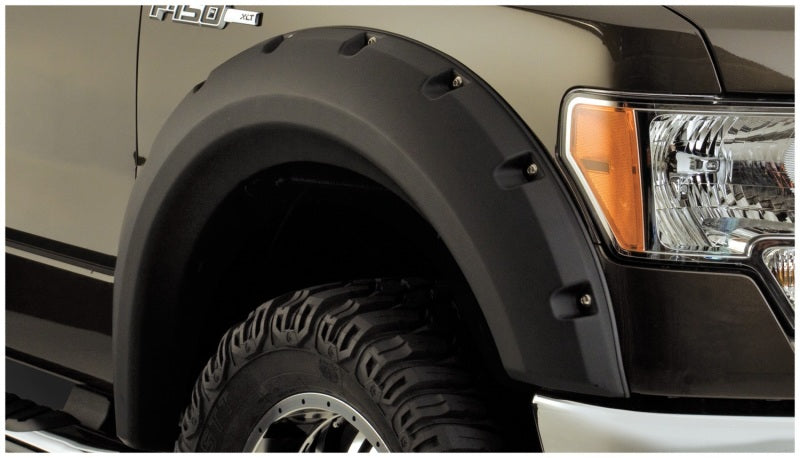 Bushwacker Pocket Style Front / Rear Fender Flare - 2.38 in Wide Front - 2 in Wide Rear - Black - Ford Fullsize Truck 2009-14