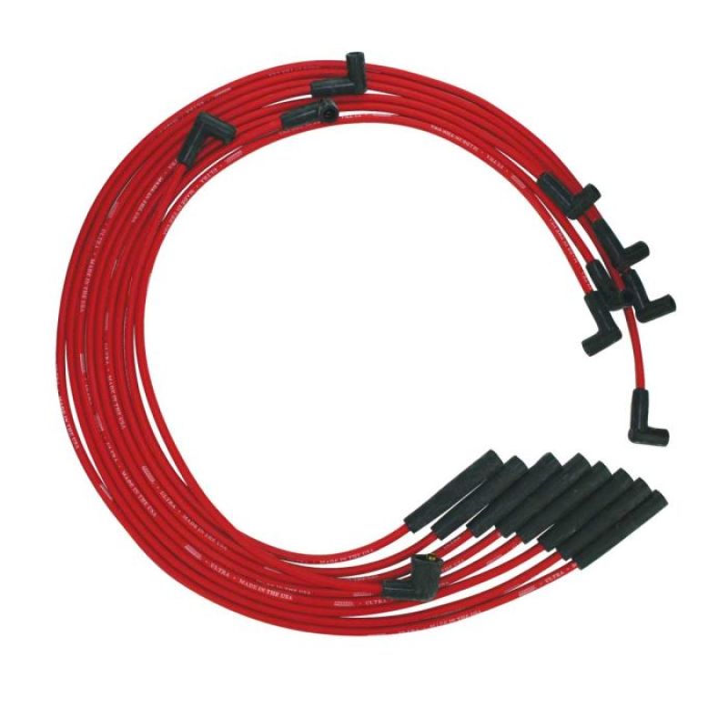 Moroso Ultra Spiral Core 8 mm Spark Plug Wire Set - Red - Straight Plug Boots - HEI Style Terminal - Mopar B / RB-Series