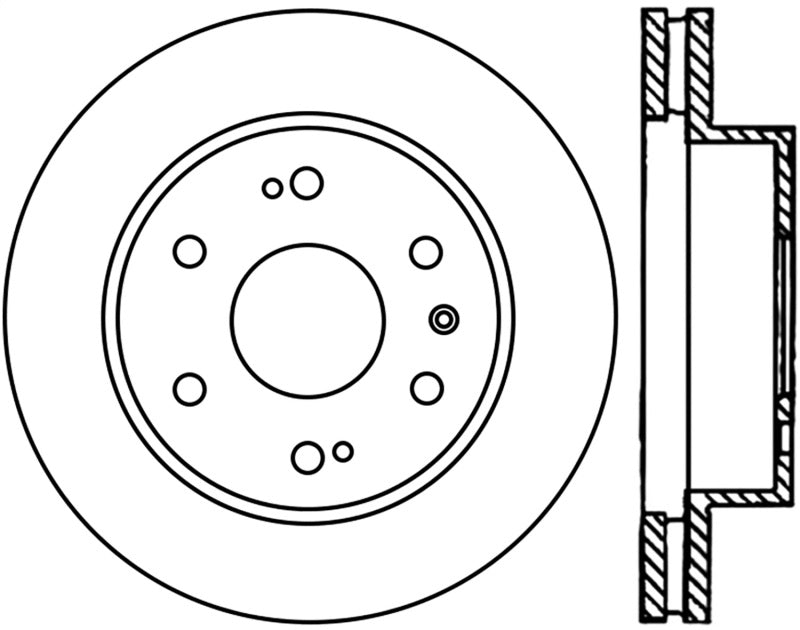 StopTech Sport Cryo Brake Rotor - Front - Passenger Side - Drilled/Slotted - 330 mm OD - 30 mm Thickness - 6 x 140.5 mm Bolt Pattern - Iron - Black