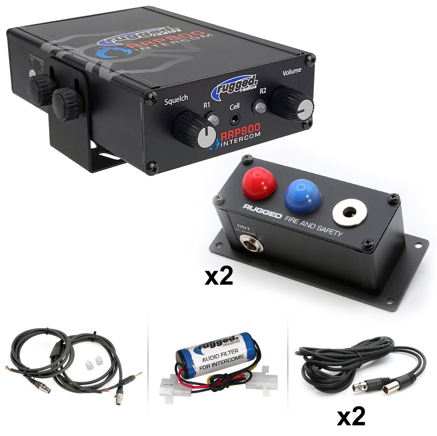 Rugged Radios Fire & Safety 2-Person Dual Radio Intercom Kit 800-2P