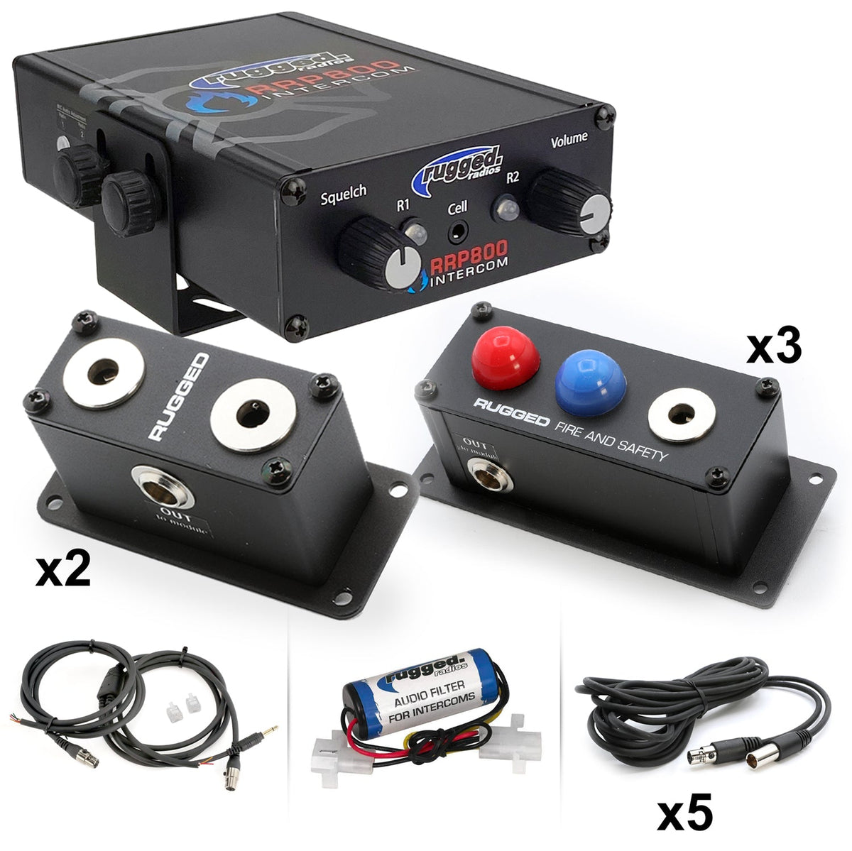 Rugged Radios Fire & Safety 6-Person Dual Radio & Pump Panel Intercom Kit 800-6P-PP