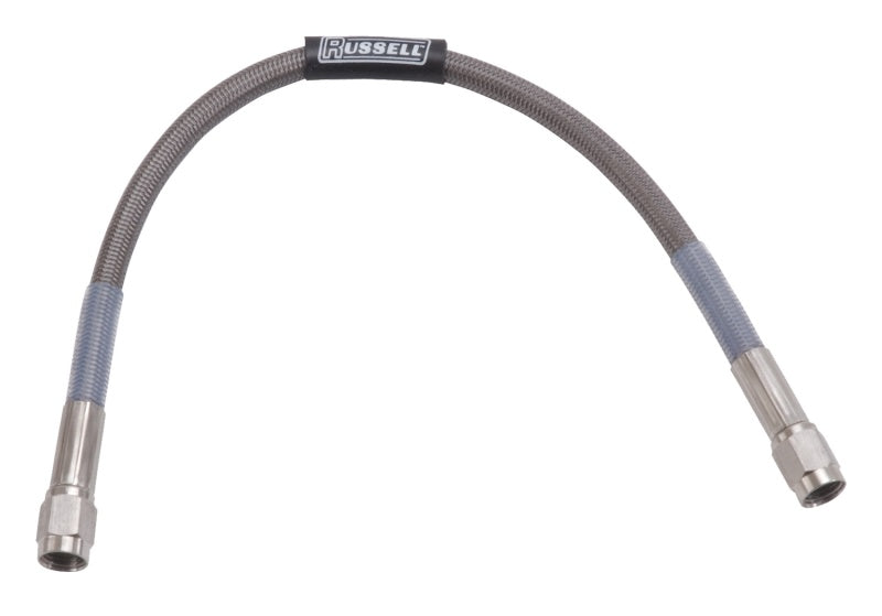 Russell Endura Brake Hose - 15 in Long - 3 AN Hose - 3 AN Straight Female to 3 AN Straight Female - DOT Approved - Braided  - PTFE Lined