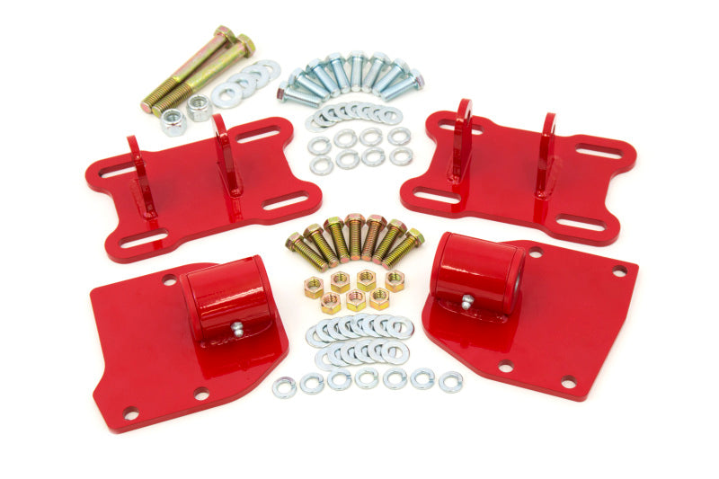 UMI Performance Bolt-On Motor Mount Hardware Included Steel Red Powder Coat - GM LS-Series