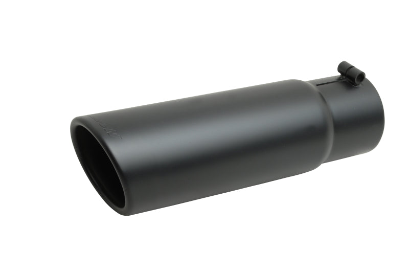 Gibson Clamp-On Exhaust Tip - 2-3/4 in Inlet - 4 in Round Outlet - 12 in Long - Single Wall - Rolled Edge - Angled Cut