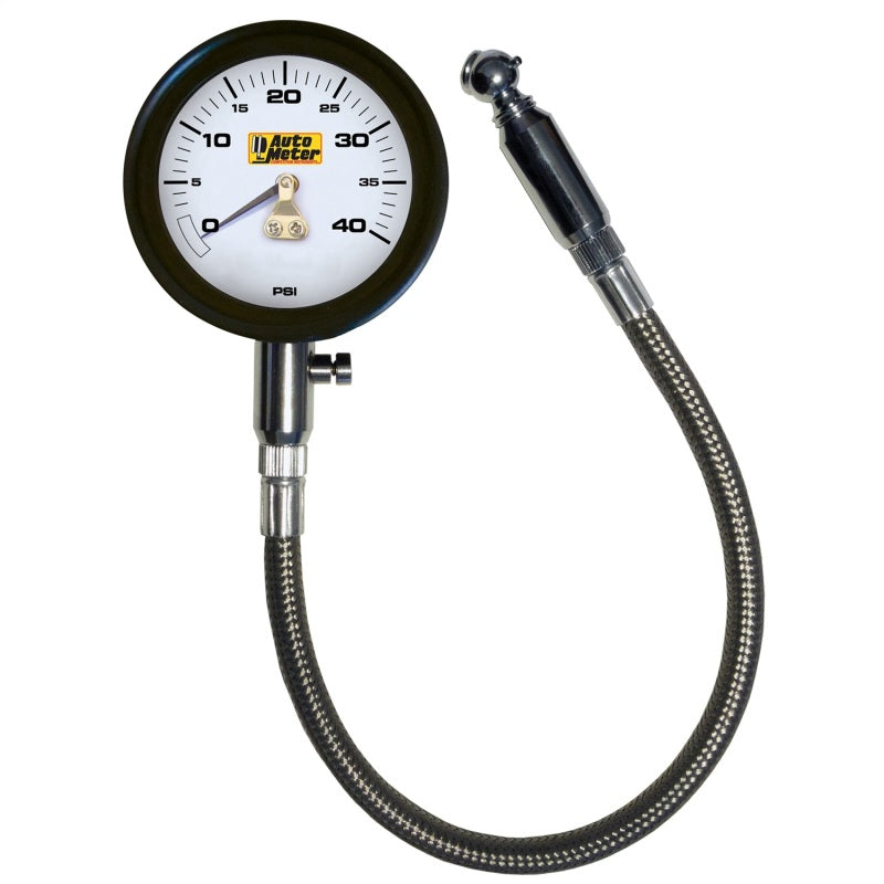 Auto Meter Tire Pressure Gauge 0-40 psi Analog w/Bleed Valve