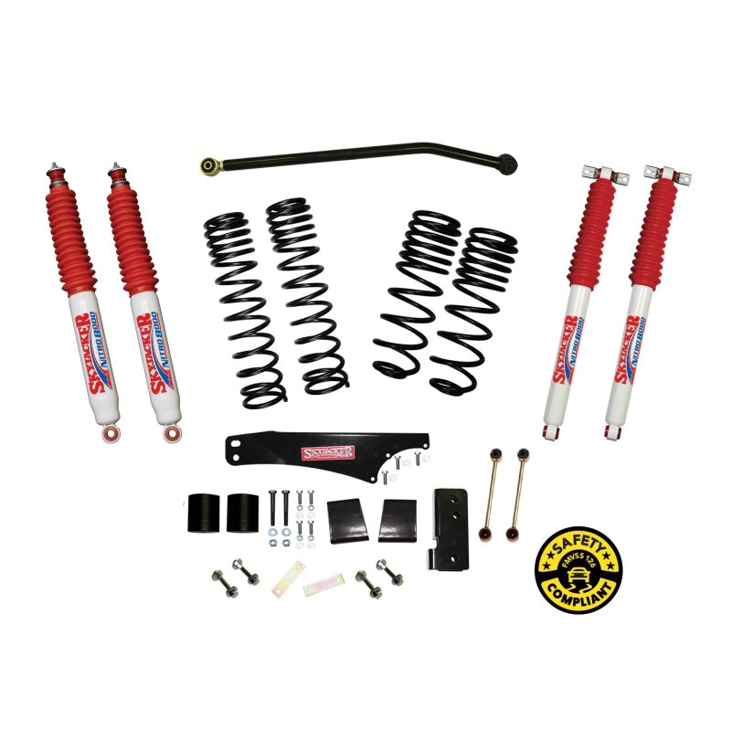 Skyjacker Dual Rate Long Travel Suspension Lift Kit - 3-1/2 to 4 in Lift - Nitro Shocks - Jeep Wrangler 2007-18