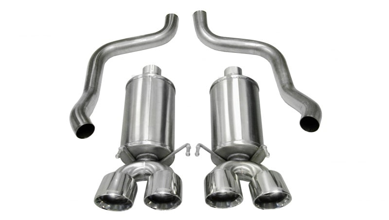 Corsa Xtreme Axle-Back Exhaust System - 2-1/2 in Diameter - Center Exit - Quad 3-1/2 in Polished Tips - Stainless - Chevy Corvette 2005-08